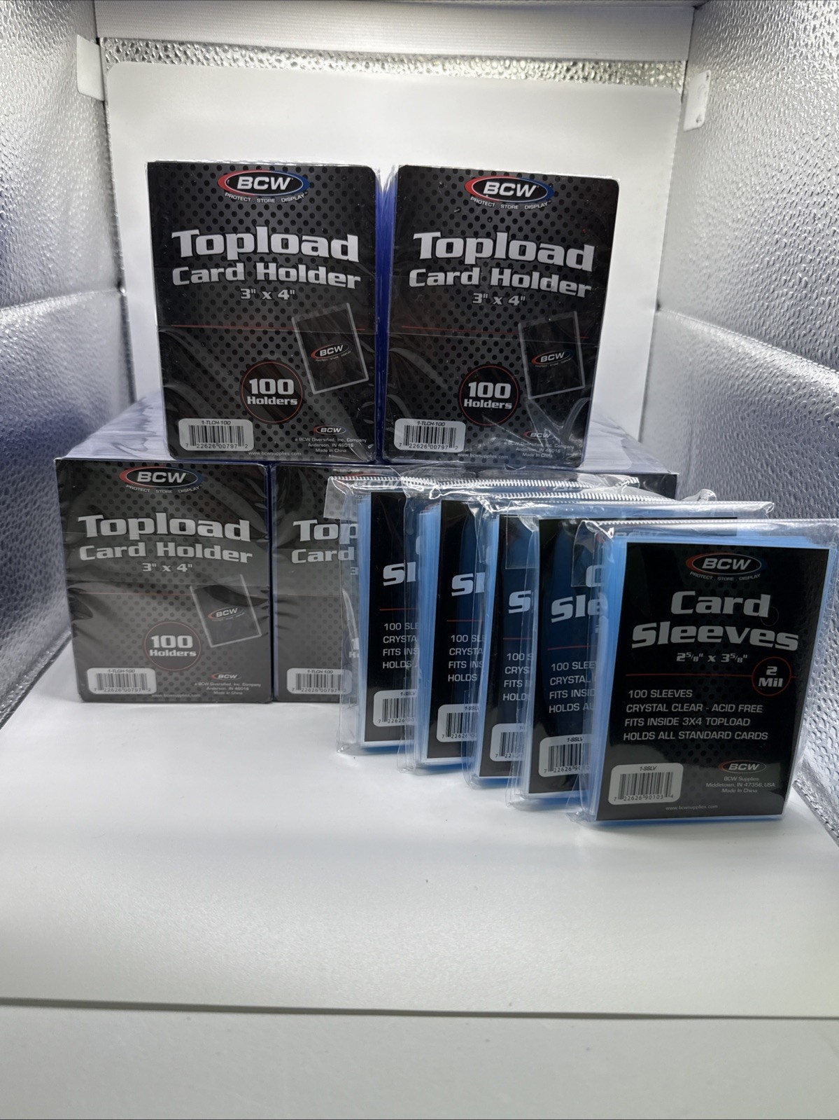 BCW 3X4 35pt 500 Toploaders for Standard Cards and 500 BCW Soft Sleeves BCW 3X4 35pt 500 Toploaders for Standard Cards and 500 BCW Soft Sleeves