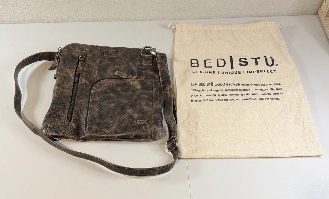 BED STU Aiken Crossbody Black Lux One Size. Leather Bag. Purse. Distressed. BED STU Aiken Crossbody Black Lux One Size. Leather Bag. Purse. Distressed.