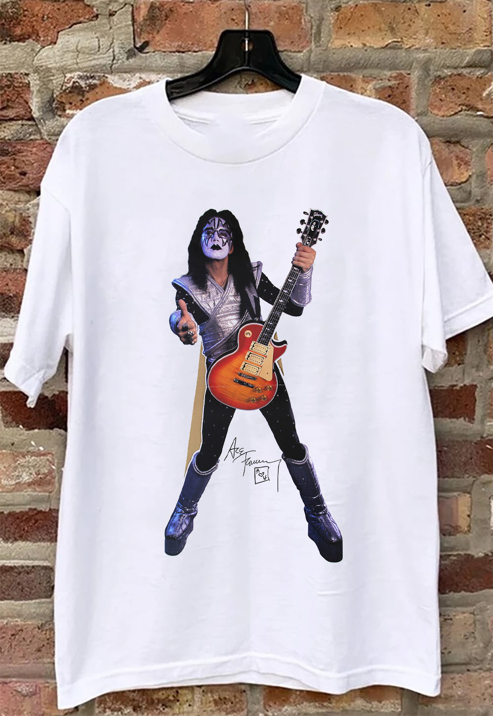 RARE Ace Frehley signature White T-shirt FULL size S-5XL Unisex HT370