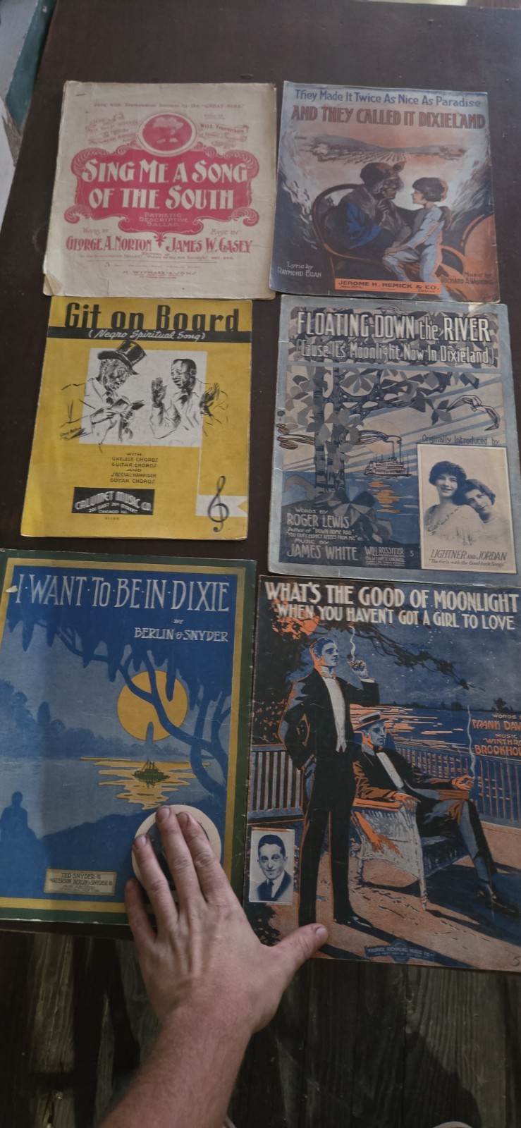 Antique Colorful Southern Sheet Music 5 pc Lot CoCroft Thomasville GA Wallpaper