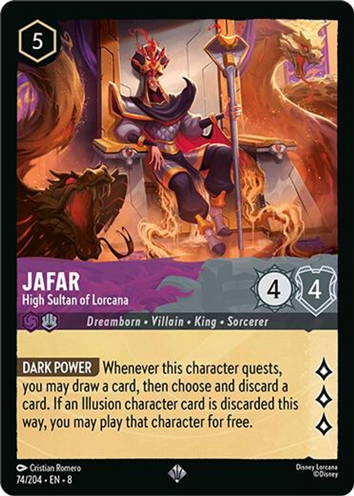 Lorcana TCG Jafar - High Sultan of Lorcana NM Reign of Jafar 74/204 Lorcana TCG Jafar - High Sultan of Lorcana NM Reign of Jafar 74/204