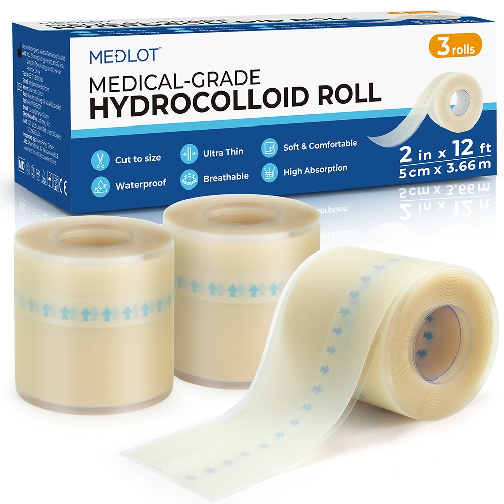 3 Rolls Hydrocolloid Roll for Wound Care Medical Grade Hydrocolloid Bandage