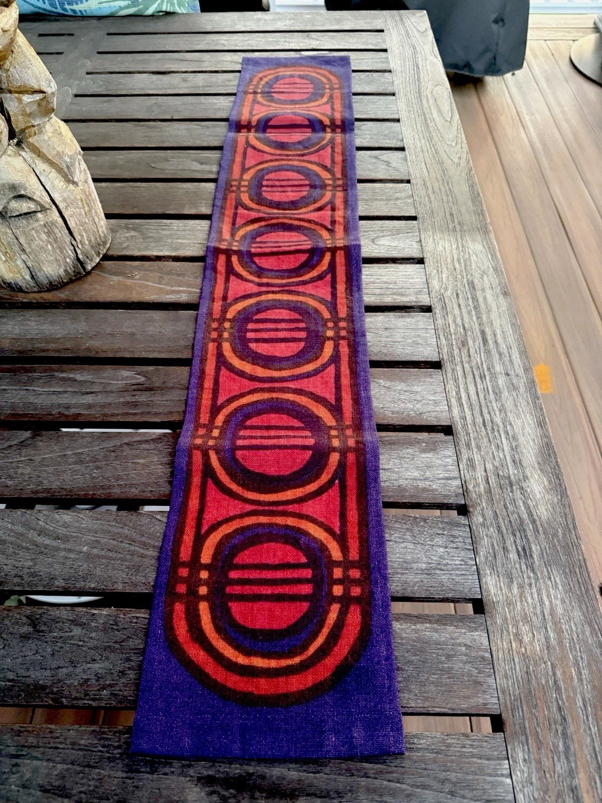 Vintage Grete Lunøe Pihl Norwegian Textile Runner Mid Century Modern MCM Signed