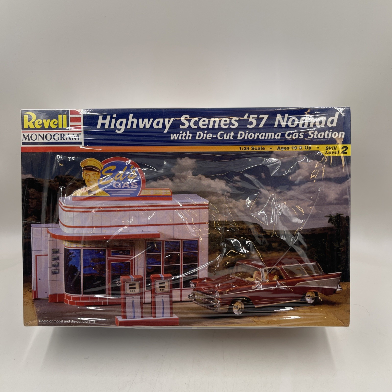 Revell Monogram 7801 Highway Scenes '57 Nomad model kit.  Sealed Slight Box Bend