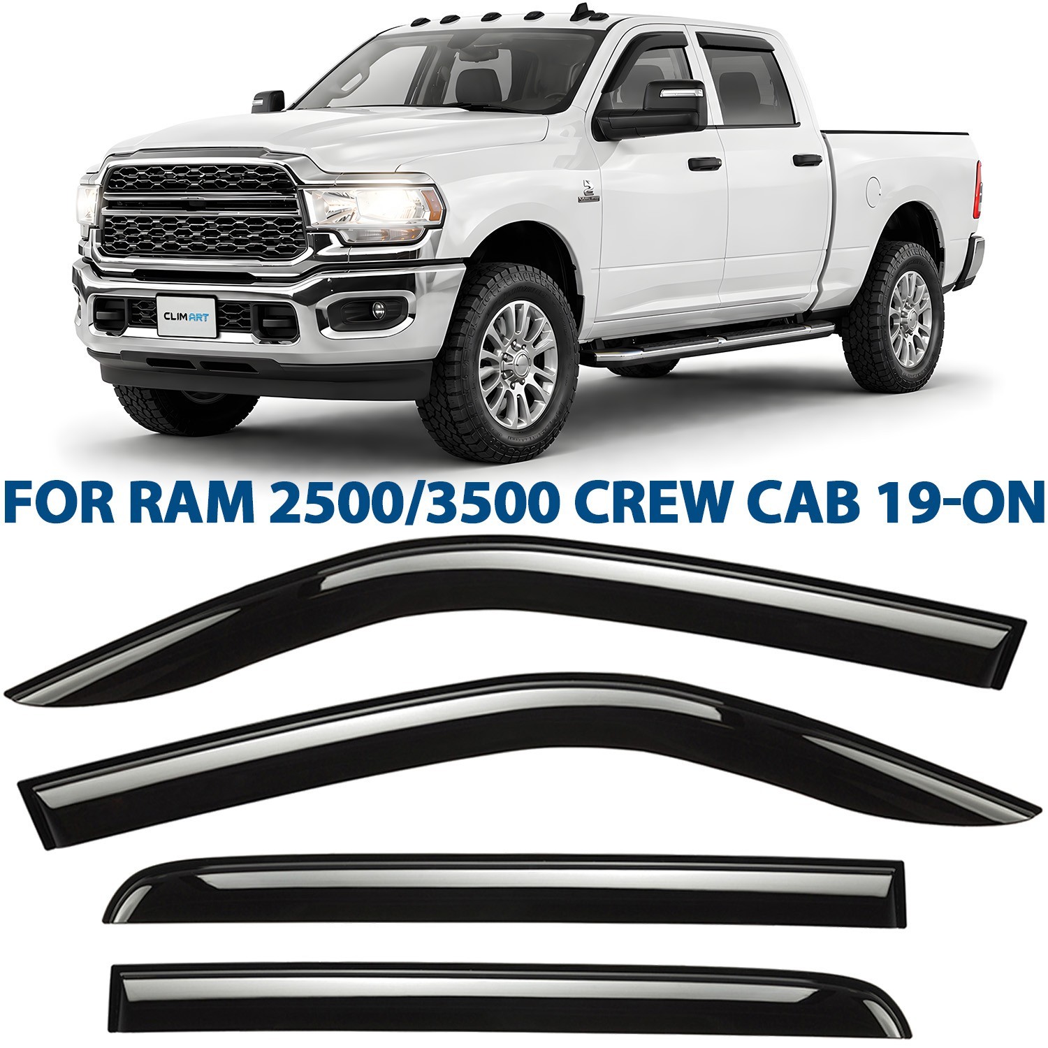 Rain Guards Vent Visors Shade for 2019-2026 Dodge Ram 2500/3500 Crew Cab Rain Guards Vent Visors Shade for 2019-2026 Dodge Ram 2500/3500 Crew Cab