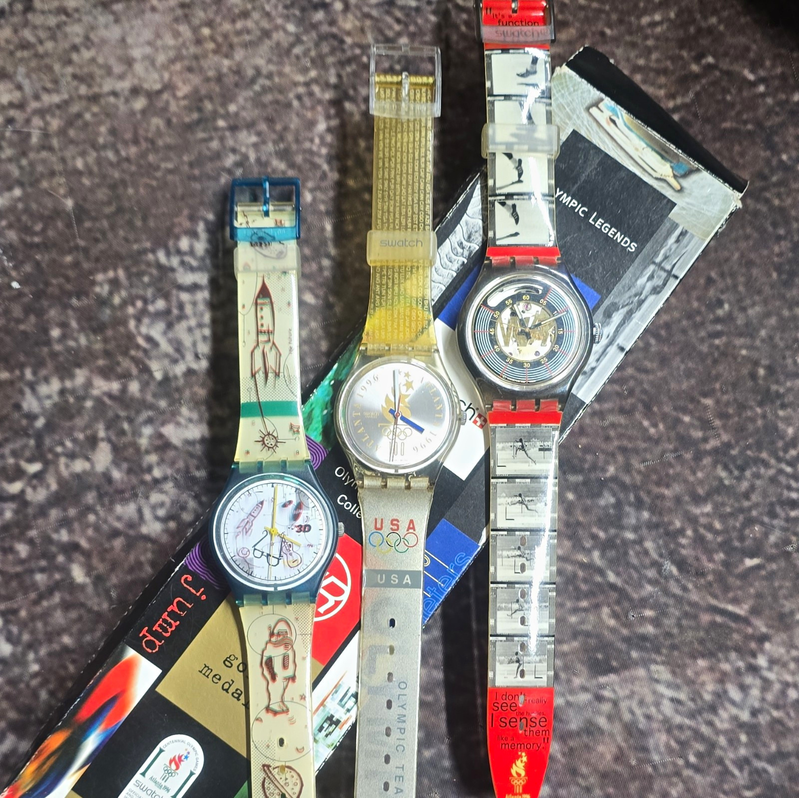 Swatch Centennial Olympic Games Atlanta 1996 Quartz Watch Lot of 3 Original Box Swatch Centennial Olympic Games Atlanta 1996 Quartz Watch Lot of 3 Original Box