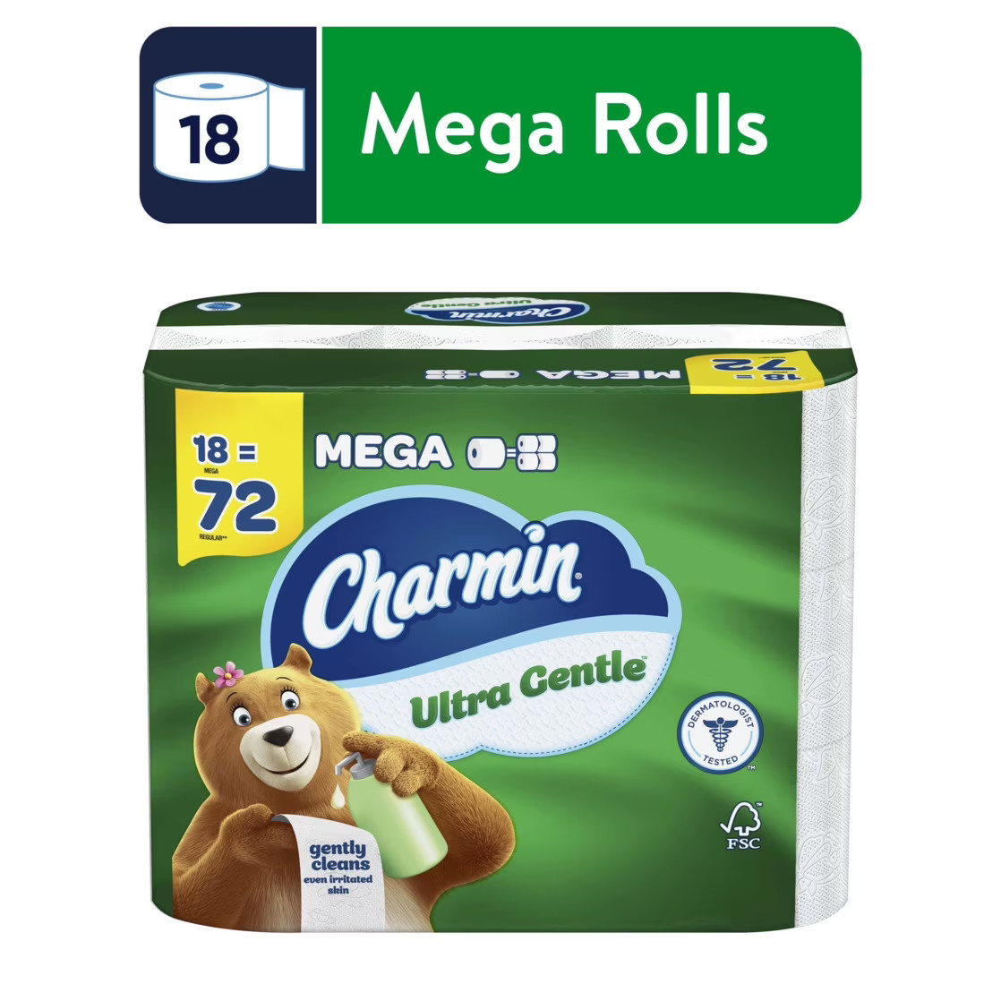 Charmin Ultra Gentle Toilet Paper, 18 Mega Rolls, 231 Sheets Per Roll 