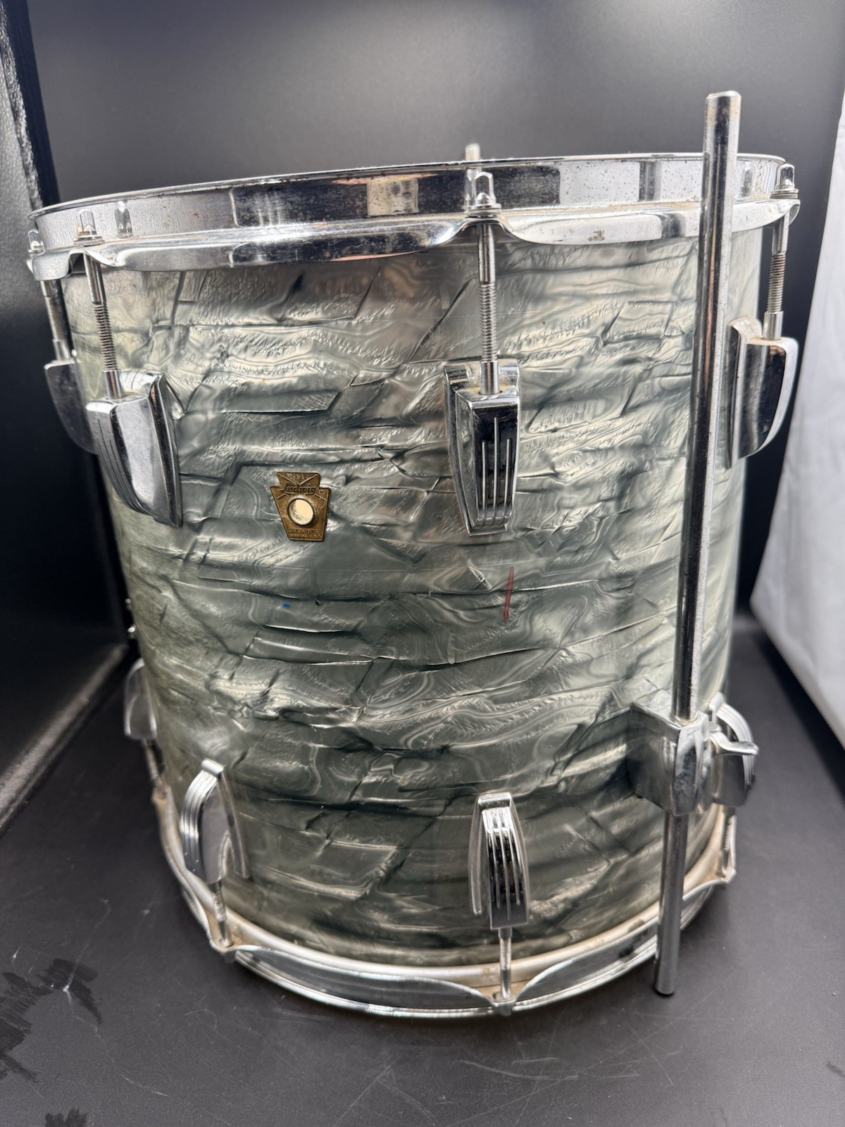 1967 Ludwig 14x14 Floor Tom Sky Blue Pearl - Missing Leg As is 