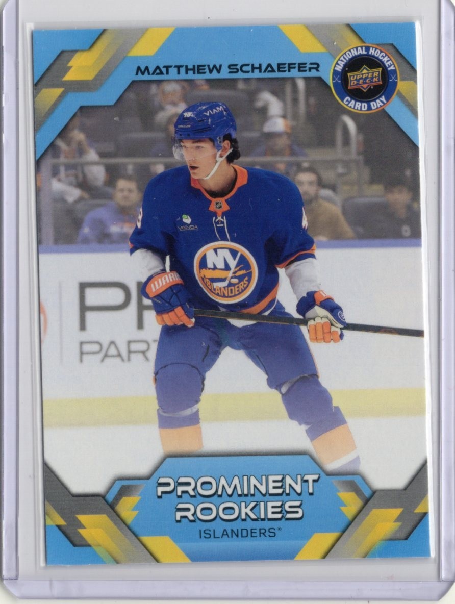 2026 UD National Hockey Card Day Prominent Rookies Matthew Schaefer NHCD-2 Fire