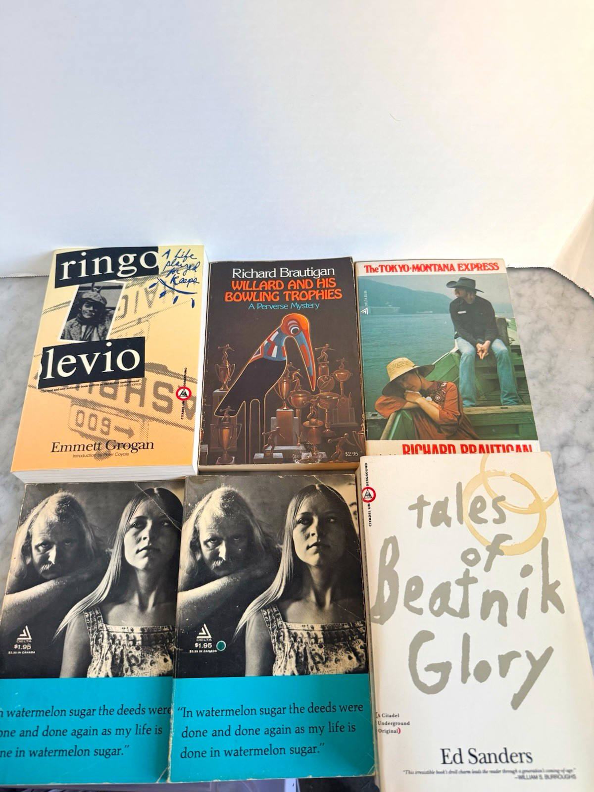 Vintage Counterculture Book Lot 6x Richard Brautigan Delta Ed Sanders Grogan 60s