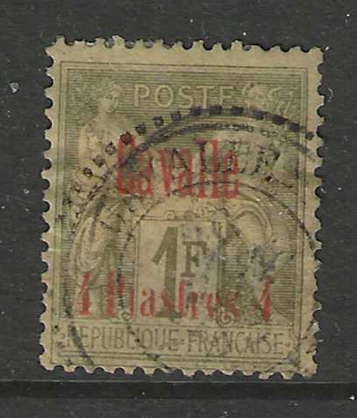 1893 French offices in Turkey CAVALLE  4 Pi. on 1 Fr.  issue used $ 88.00