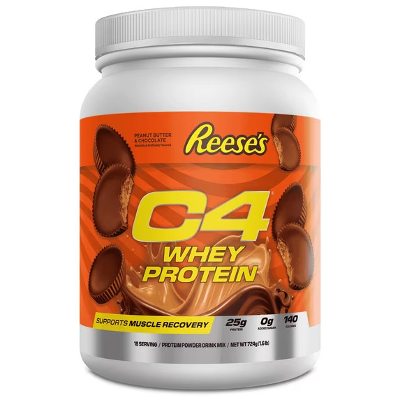 C4 Whey Protein Powder, Reese\'s Peanut Butter Cup Flavor, 25g of Protein