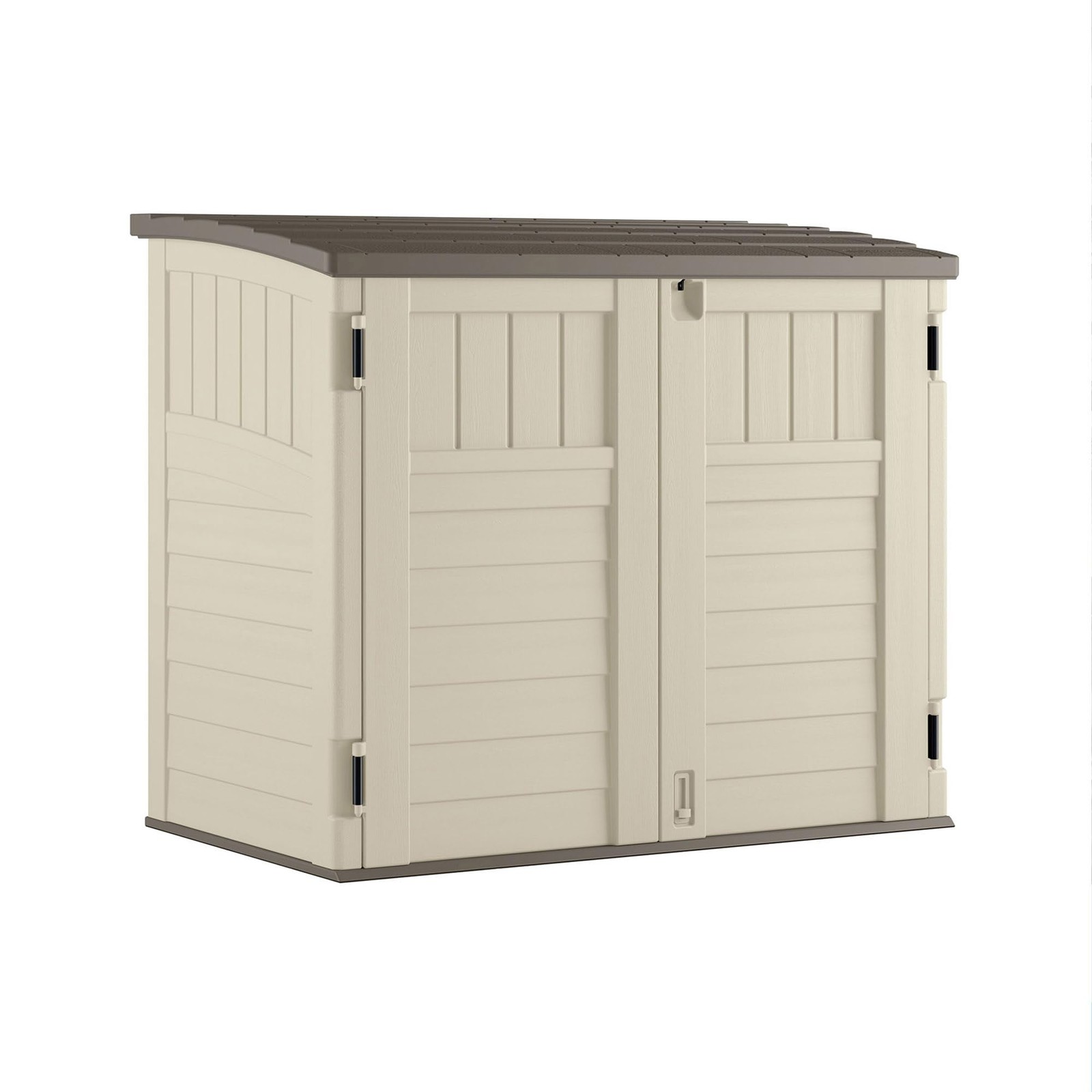 Horizontal Storage Shed 34 Cu Ft Capacity Outdoor Vanilla Suncast Garbage Cans