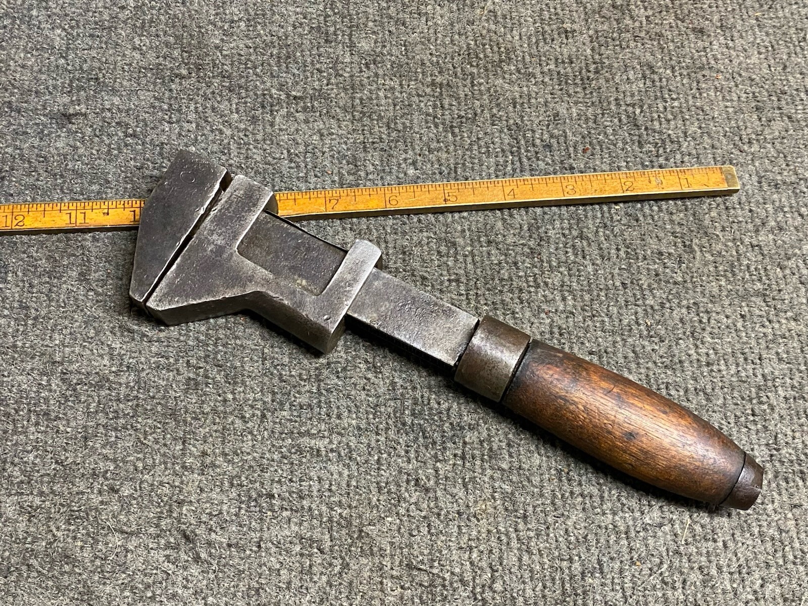 Rare Antique Wright Wrench Co 10” Wooden Handle Quick Adjust Pat Mar 15, 1904 