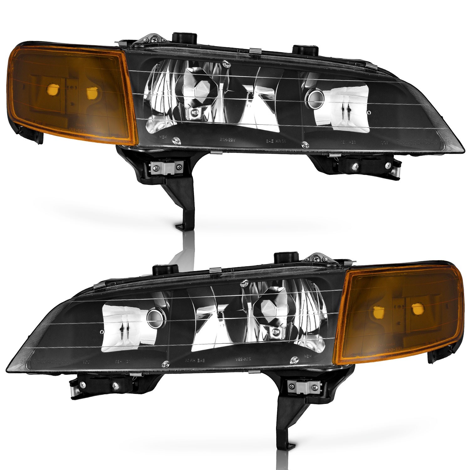 For 1994-1997 Honda Accord JDM Black Headlights+Corner Signal Headlamps Pair