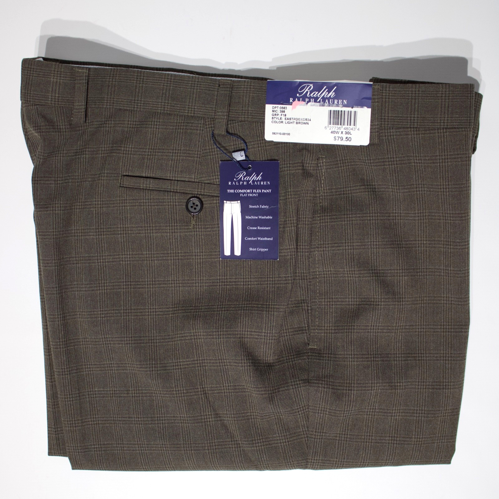 NWT $79.50 Ralph Lauren Comfort Flex Pants Stretch Light Brown Plaid Men 40x30 NWT $79.50 Ralph Lauren Comfort Flex Pants Stretch Light Brown Plaid Men 40x30