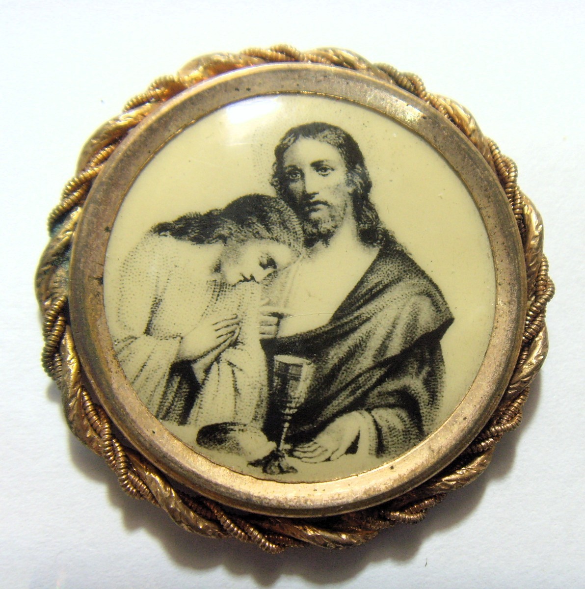 1890s antique 38 mm catholic first holy communion Jesus religious icon 55220
