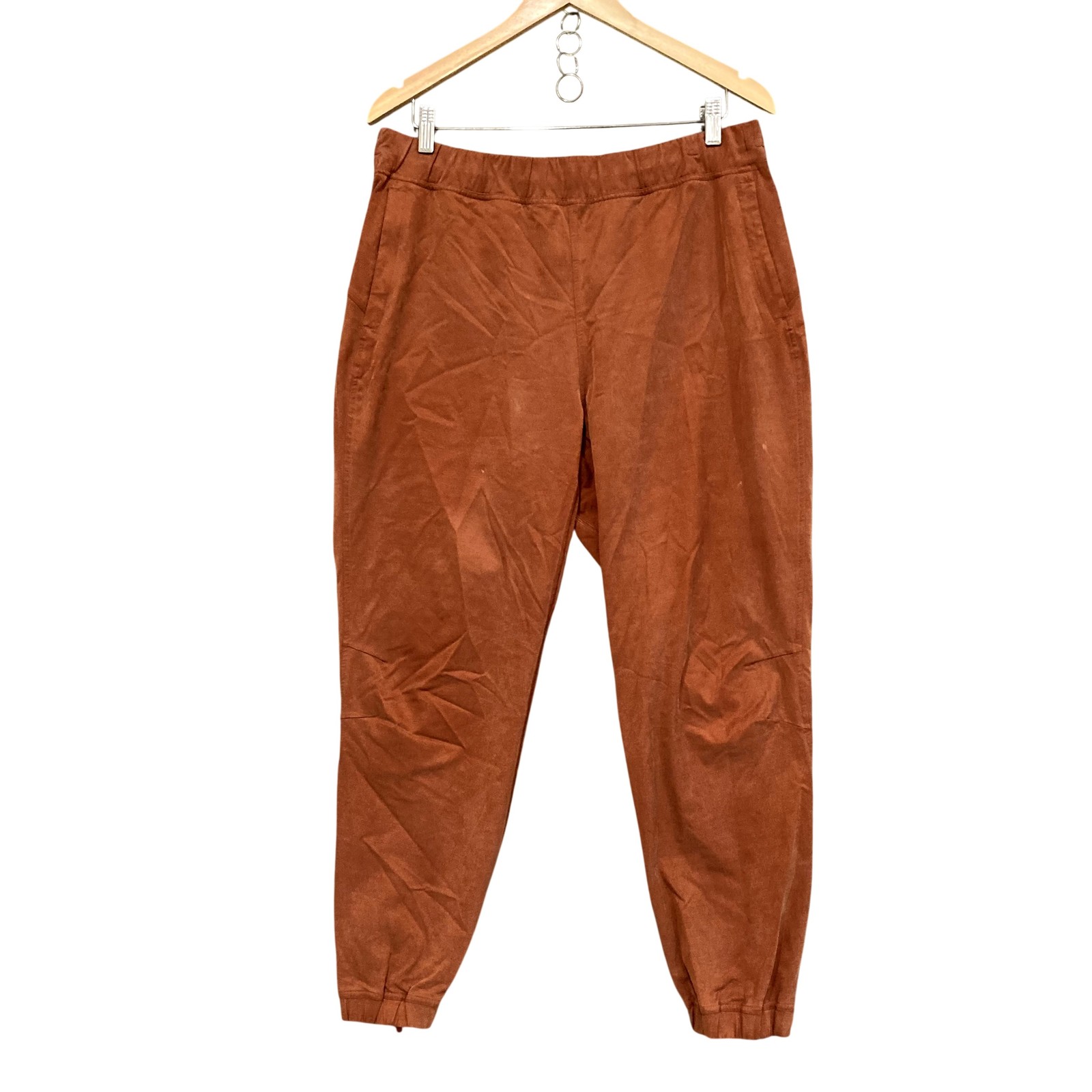 Lululemon Athletica Pants Womens 12 Orange Woven Jogger Zip Hem Pockets Gym Yoga