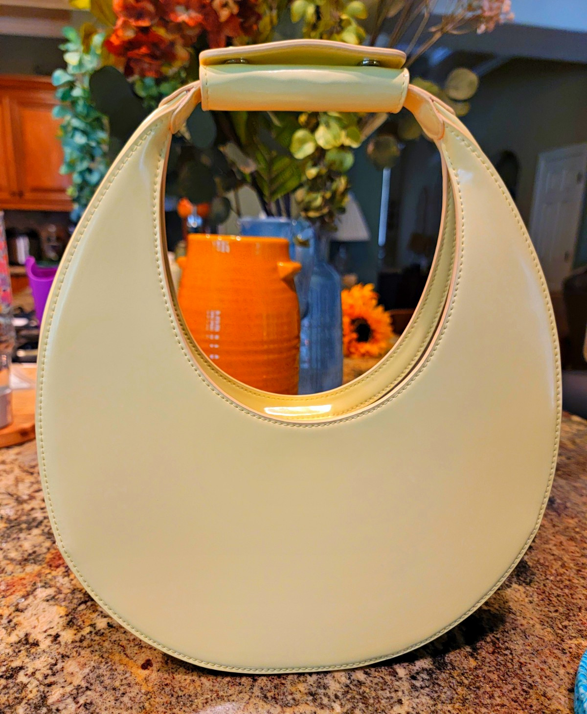 STAUD Moon Butter Yellow Crescent Top Handle Bag Medium