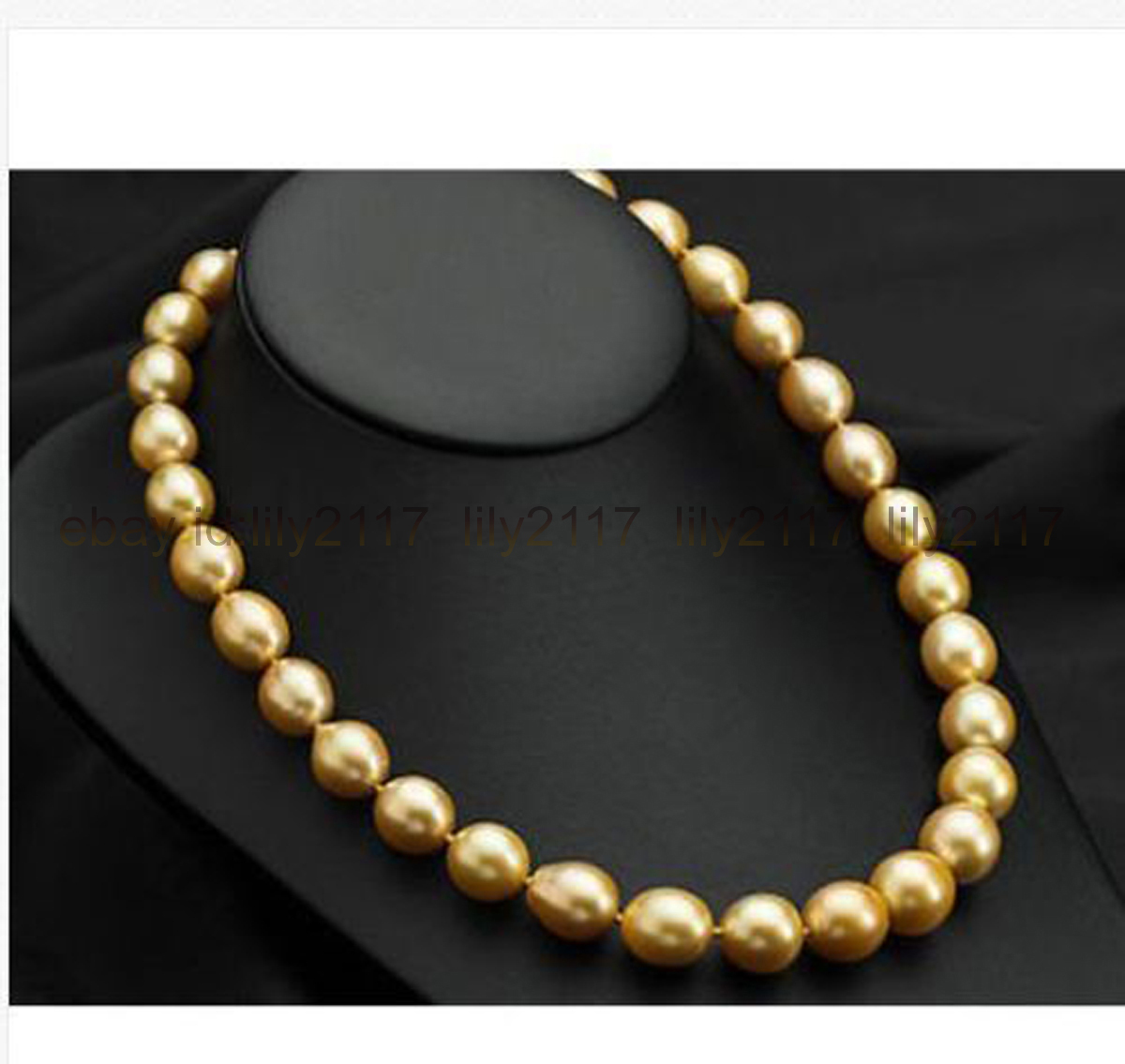 Natural single strands 11-12mm south sea gold baroque pearl necklace 18Inch 14k