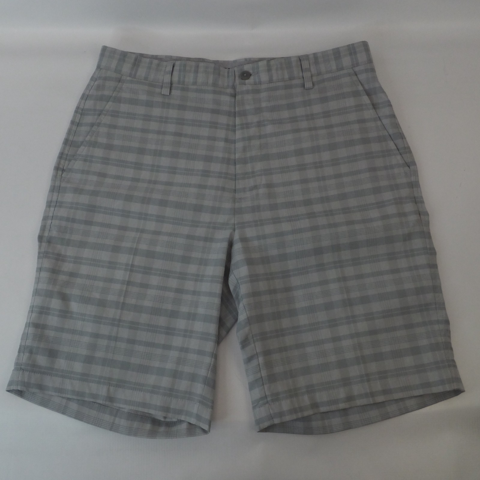 FootJoy FJ Golf Shorts Mens 34 Gray Plaid Stretch Performance Flat Front