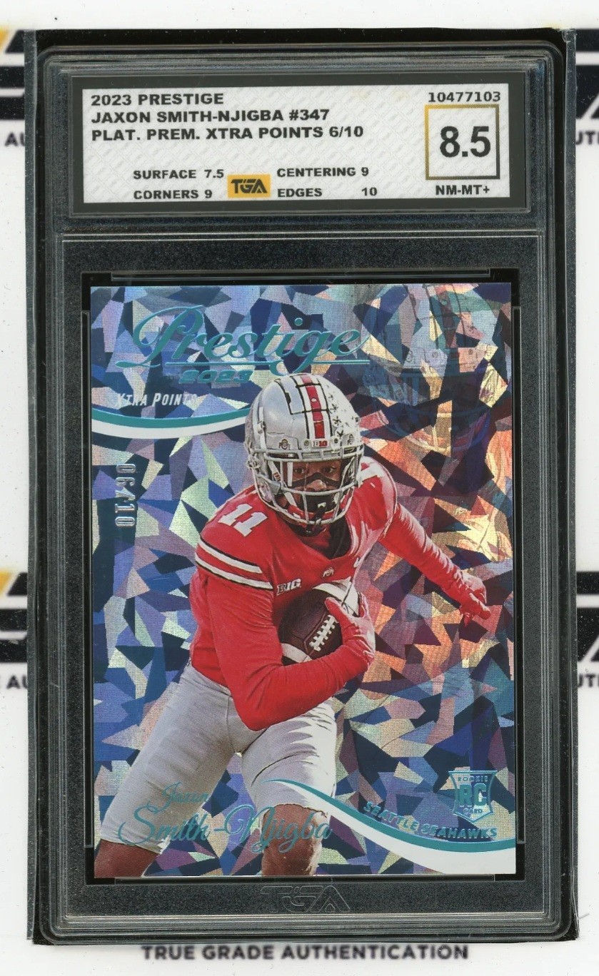 2023 Panini Prestige Rookie Jaxon Smith-Njigba #347 Plat. Prem. 6/10 TGA 8.5 2023 Panini Prestige Rookie Jaxon Smith-Njigba #347 Plat. Prem. 6/10 TGA 8.5