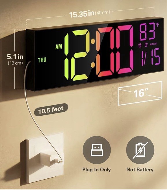 16\' led digital display large wall clock