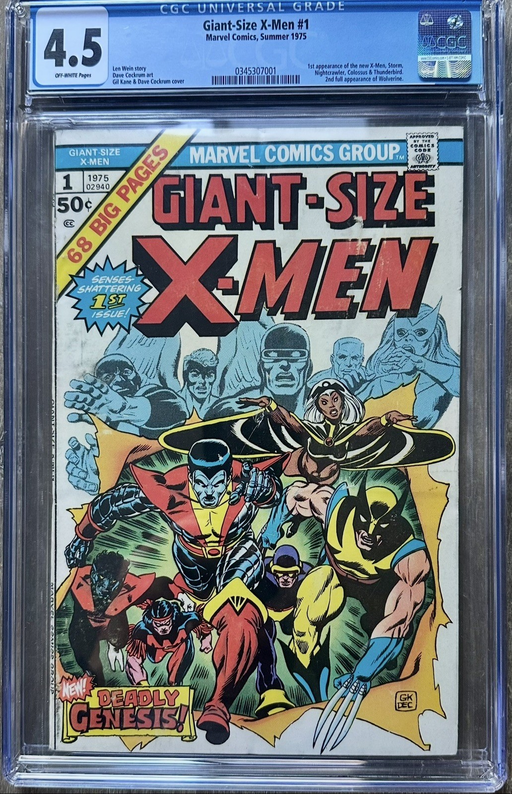 Giant-Size X-Men #1 (Marvel Comics May 1975) CGC graded 4.5 Giant-Size X-Men #1 (Marvel Comics May 1975) CGC graded 4.5