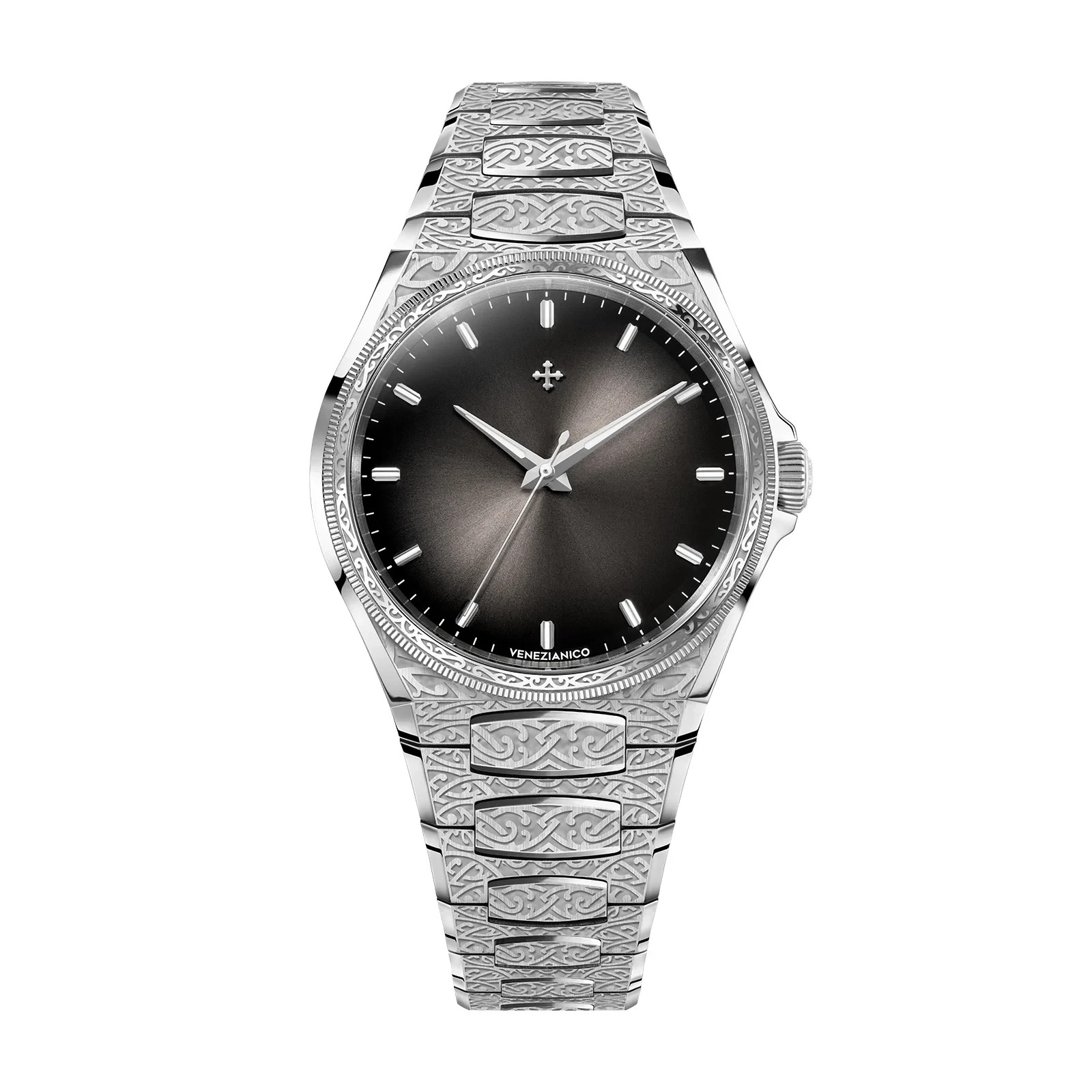 VENEZIANICO Arsenale 6221520C Brass Enamel Dial Engraved Stainless Steel Watch VENEZIANICO Arsenale 6221520C Brass Enamel Dial Engraved Stainless Steel Watch