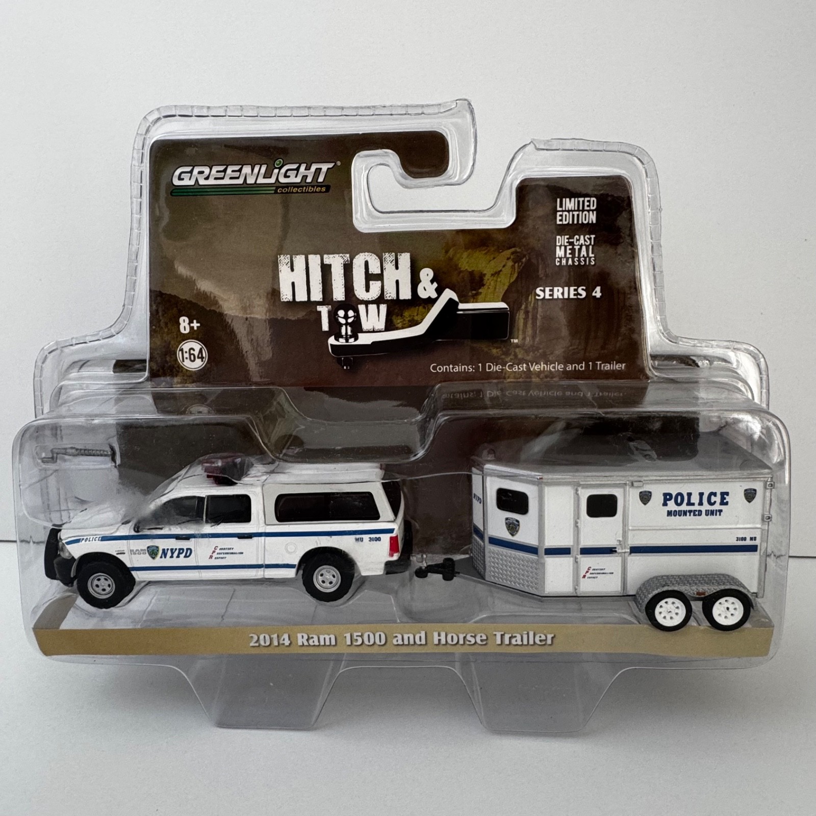 2015 GREENLIGHT Hitch & Tow Series #4 \'14 Ram 1500 and Horse Trailer NYPD POLICE