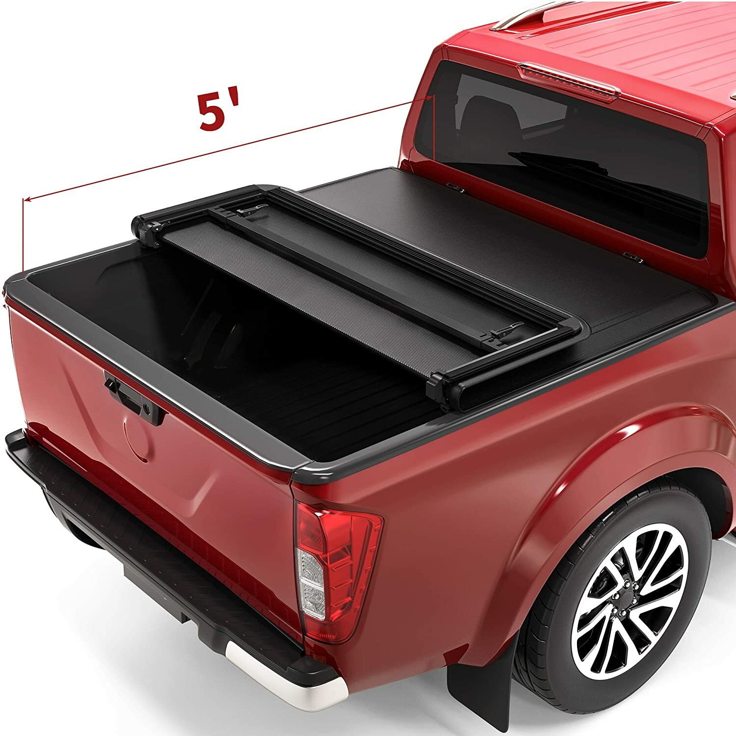 OEDRO 5ft Tri-Fold Tonneau Cover For 2005-2026 Nissan Frontier Truck Bed Cover