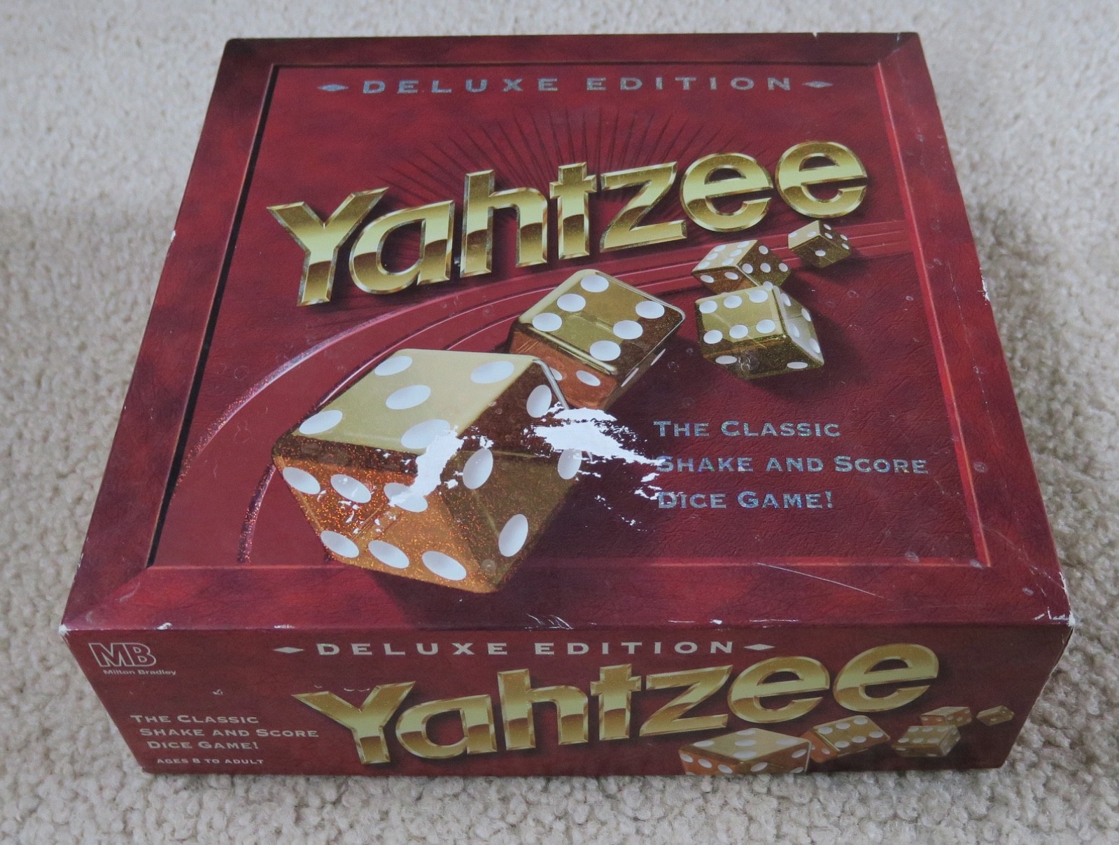 Vintage 1997 Milton Bradley Yahtzee Deluxe Edition Gold Dice Board Game Preowned
