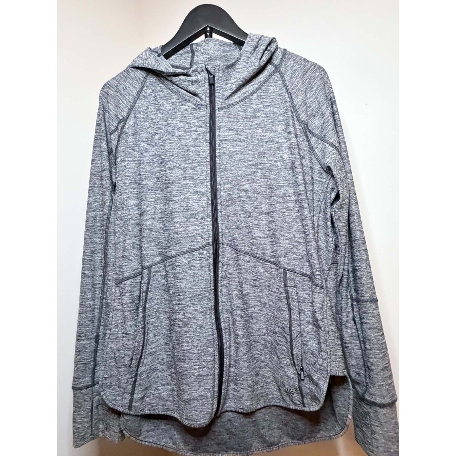 Athleta Gray Heather Full Zip Hooded Athletic Jacket Women’s L