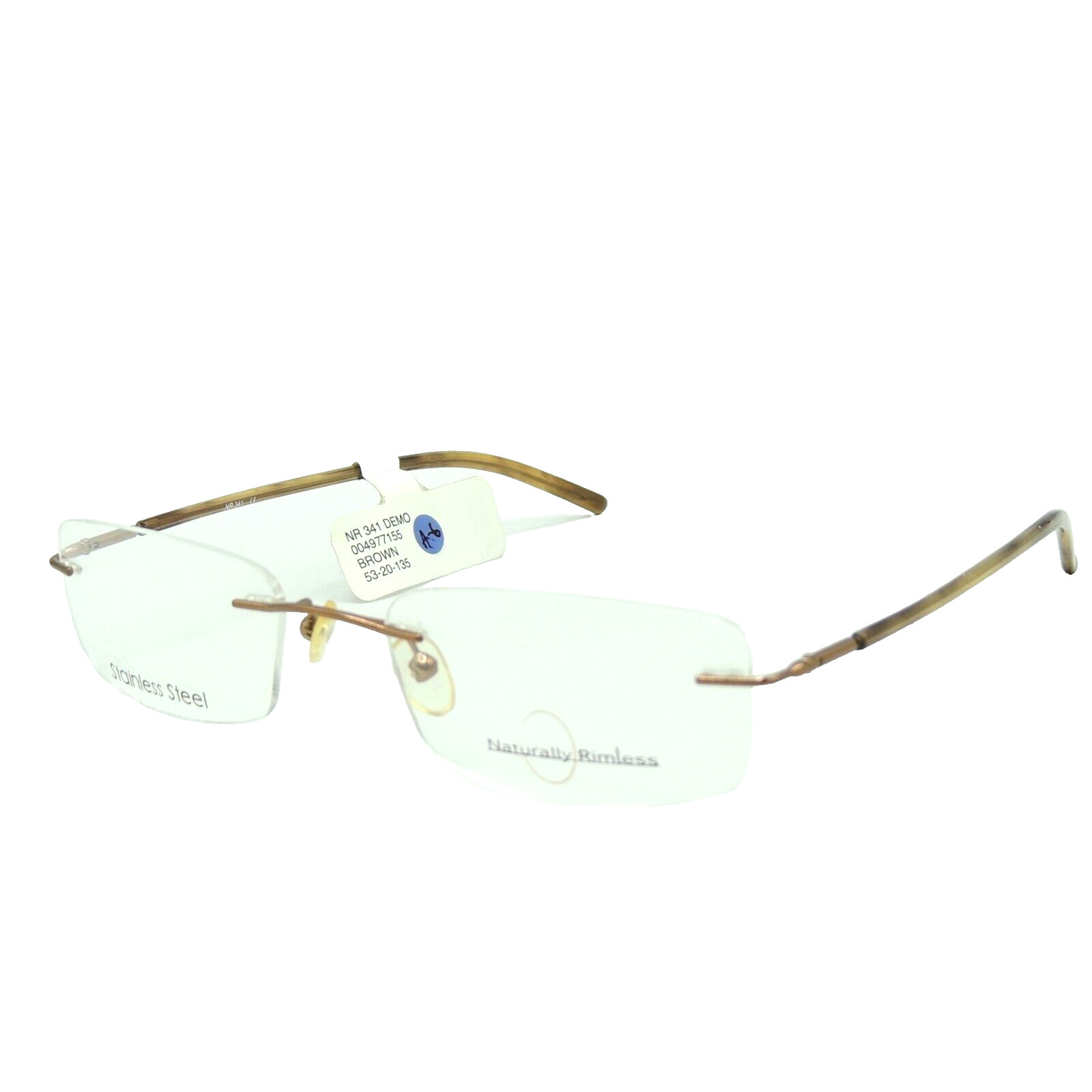 Naturally Rimless NR 341 Brown Eyeglass Frame 53 20 135