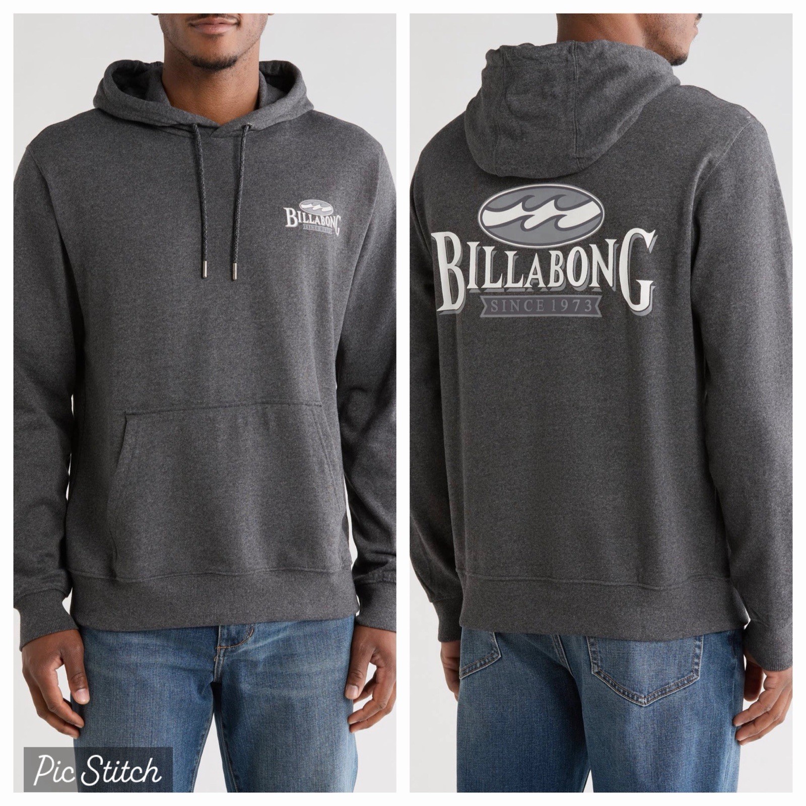 NWT Billabong Men’s Deck Graphic Surf Hoodie Sweatshirt Charcoal Gray L $65.00