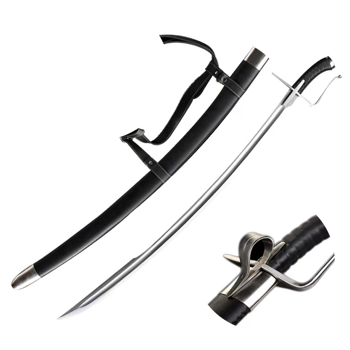 Medieval Knight European Saber Replica Sword with Scabbard,Cast Spring Steel.