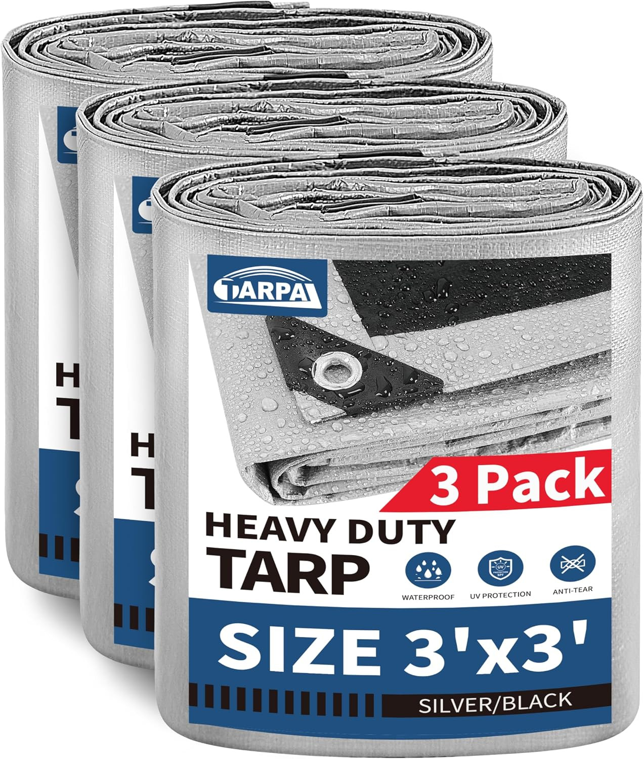 8X16 Feet Tarps Silver 10.5Mil Multipurpose Protective Cover