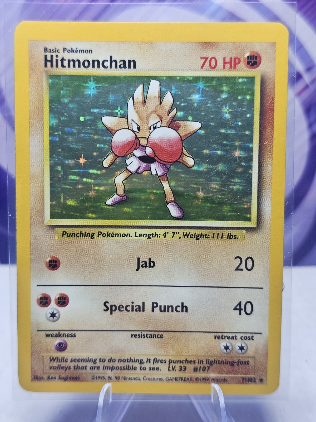 Hitmonchan 7/102 Base Set Unlimited Holo Rare 