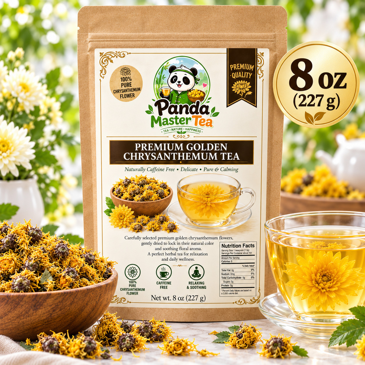 8OZ Golden Silk Royal Chrysanthemum Big Chrysanthemum Dried Flower Tea US SELLER