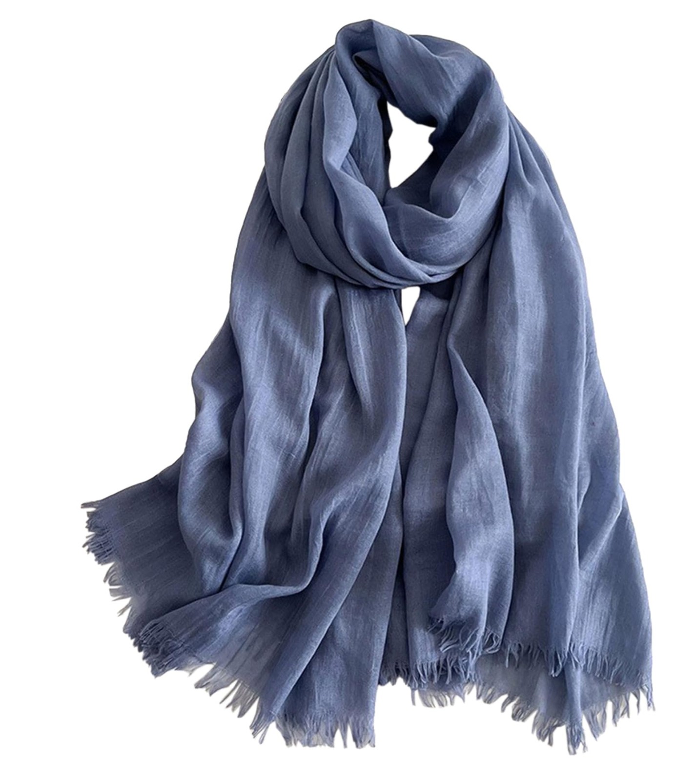 Solid color cotton and linen scarf, wrinkled all season versatile long sunscreen Solid color cotton and linen scarf, wrinkled all season versatile long sunscreen