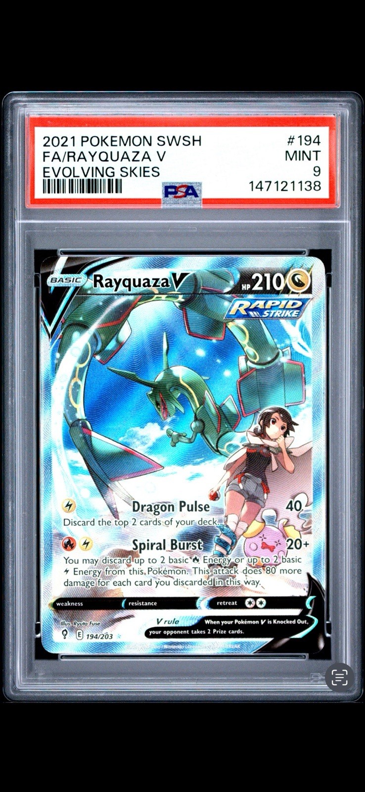 Rayquaza V (Alternate Full Art) 194/203 SWSH07: Evolving Skies Holo