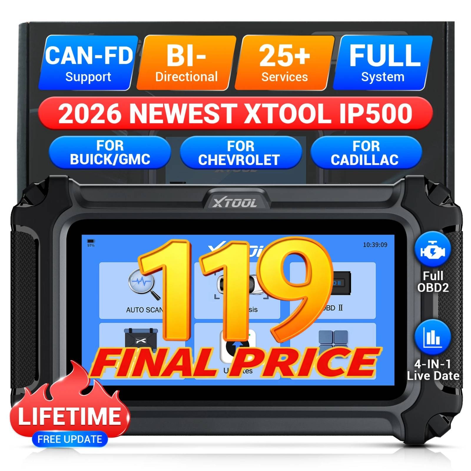 XTOOL IP500BCC For GM All System OBD2 Scanner Bidirectional Car Diagnostic Tool