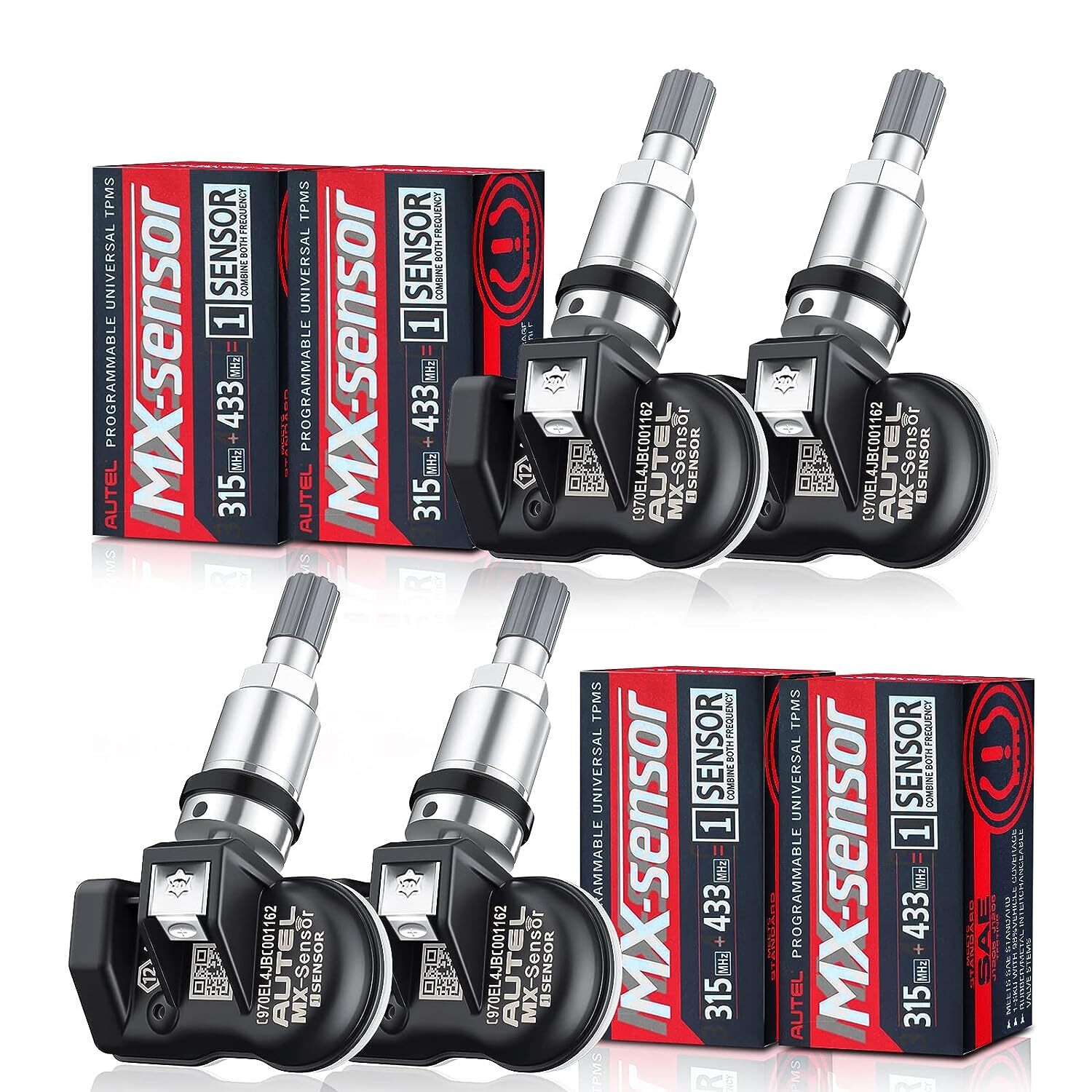 4 PACK Au/ tel TPMS MX-Sensor 315MHz&433MHz 2in1 Auto Tire Pressure Sensor Metal