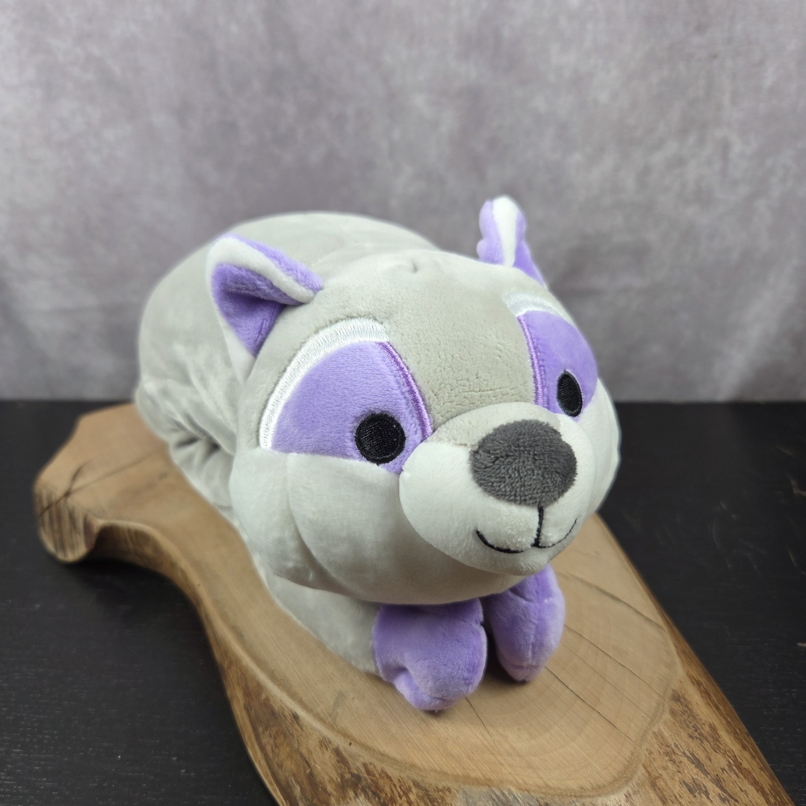 Squishmallows HugMees Gray & Purple Raccoon Plush Hugmallows Rare 13 Inch
