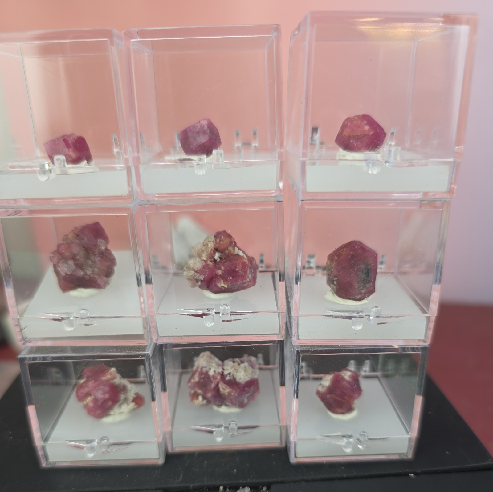 Raspberry Grossular Garnet Thumbnail from Mexico 9pc lot wholesale Raspberry Grossular Garnet Thumbnail from Mexico 9pc lot wholesale