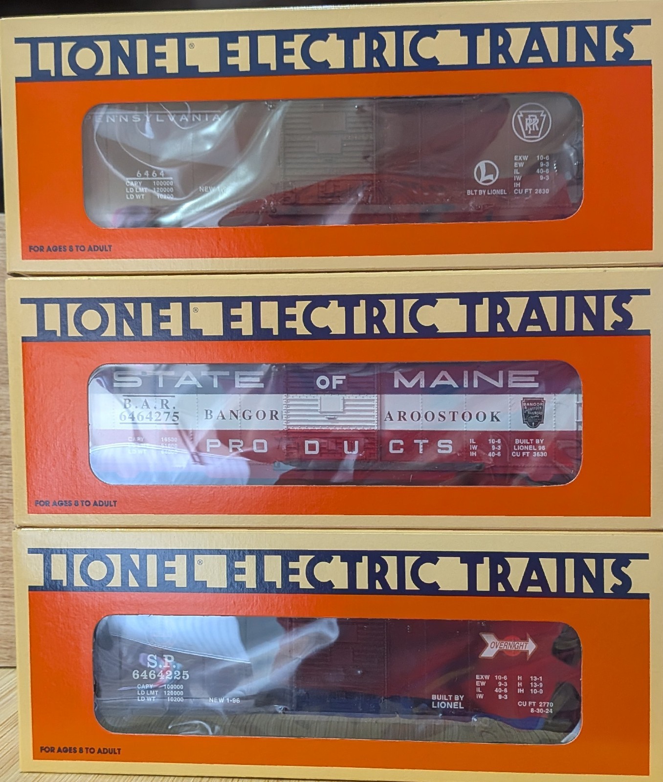 Lionel 6-19272 6464 Boxcar 3 Pack Set Series IIII Series 4 Boxed Lionel 6-19272 6464 Boxcar 3 Pack Set Series IIII Series 4 Boxed