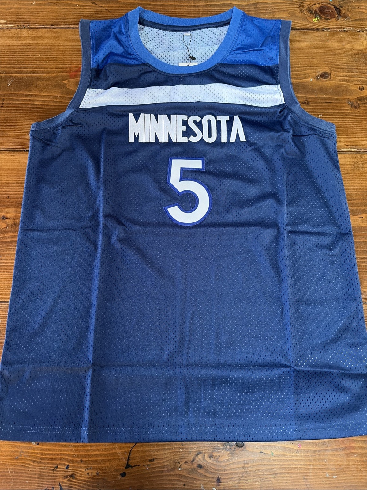 Anthony Edward’s #5 Custom Timberwolves Jersey Men’s XL New Blue Stitched