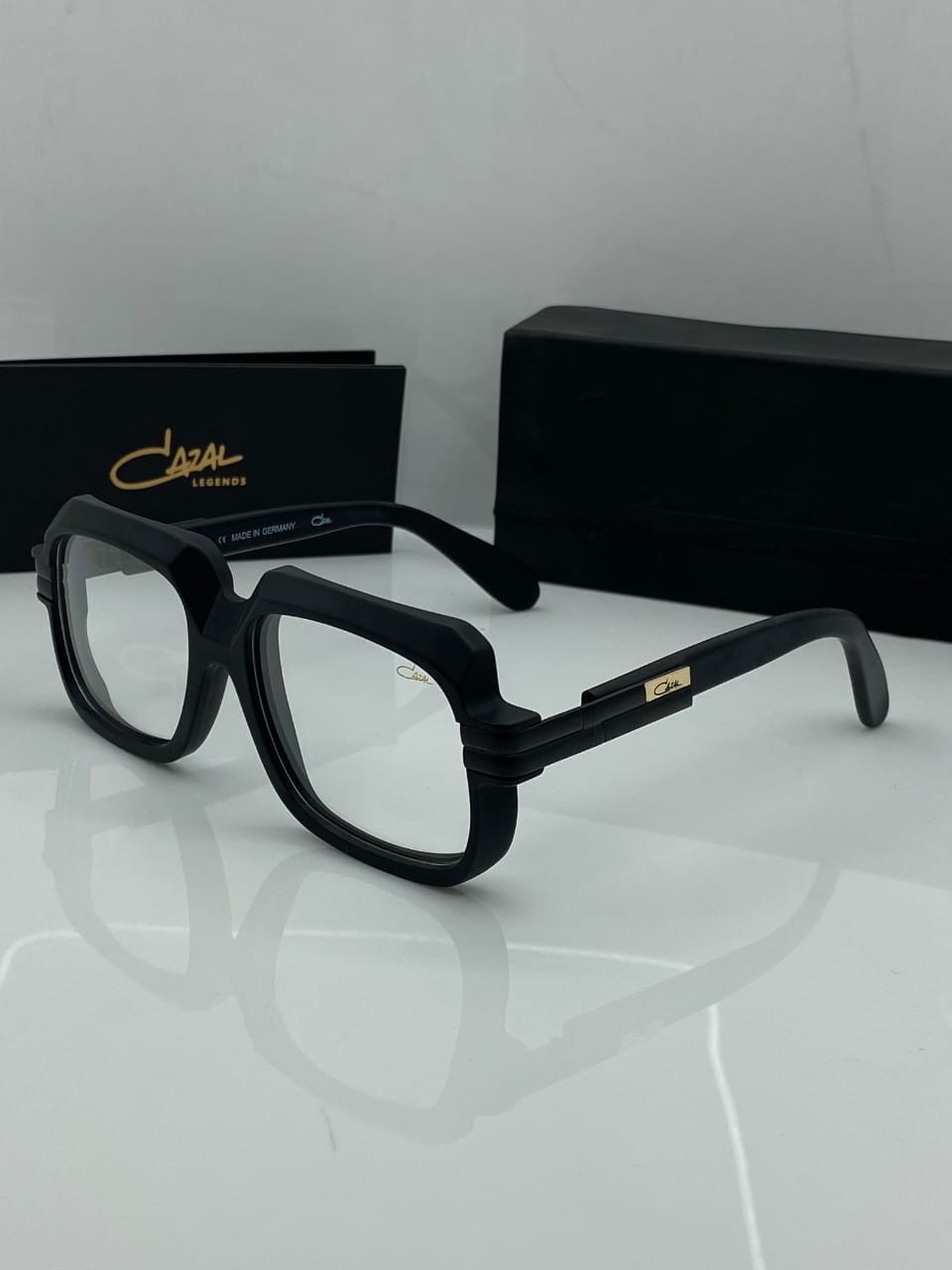 Cazal Glasses Matt Black Bold Square Eyeglasses Gothic