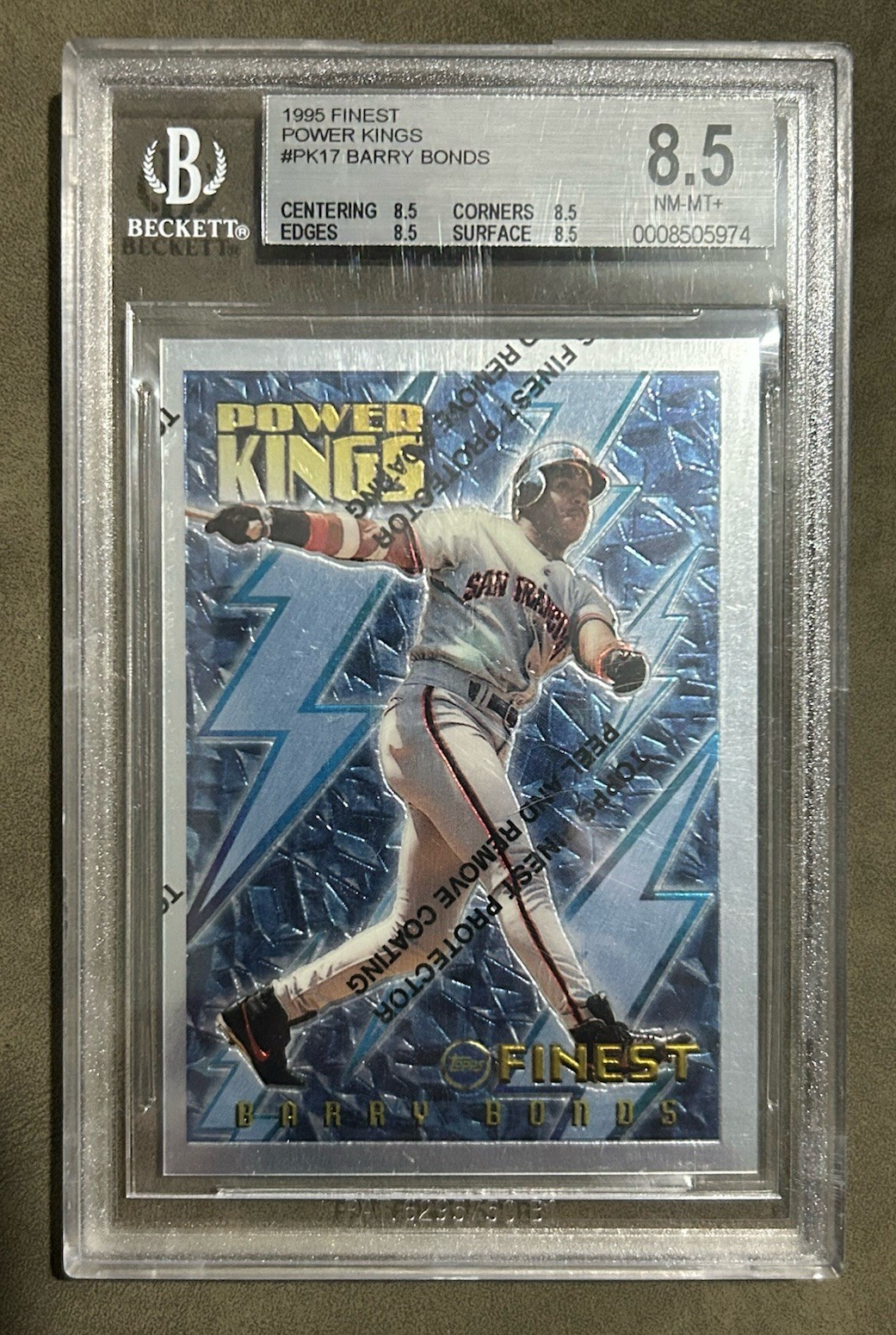 1995 Topps Finest Power Kings Barry Bonds w/ peel BGS 8.5 🐐