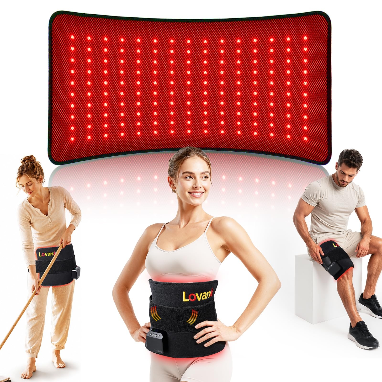 Lovank Cordless Red Light Therapy Mat, Vibration, 5000mAh, 11.8 x 23.6 in